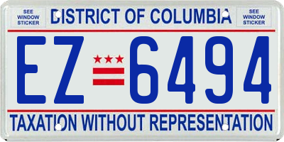 DC license plate EZ6494