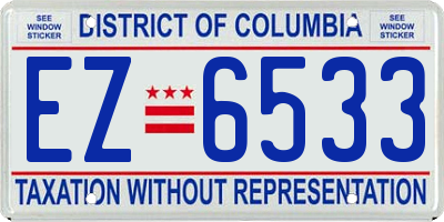 DC license plate EZ6533