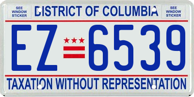 DC license plate EZ6539