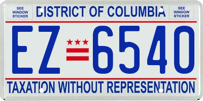 DC license plate EZ6540