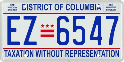 DC license plate EZ6547