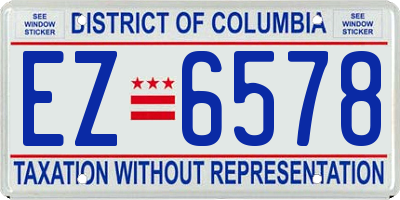 DC license plate EZ6578