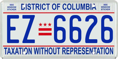 DC license plate EZ6626