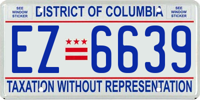 DC license plate EZ6639