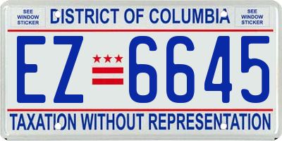 DC license plate EZ6645