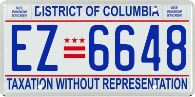 DC license plate EZ6648