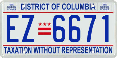 DC license plate EZ6671