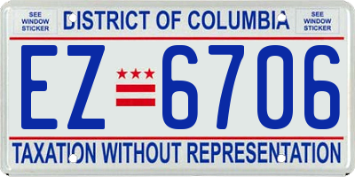 DC license plate EZ6706