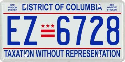 DC license plate EZ6728