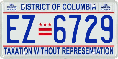 DC license plate EZ6729