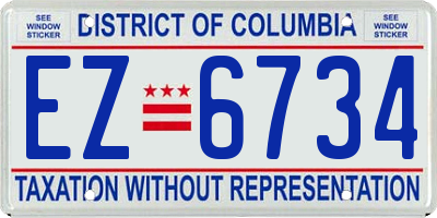 DC license plate EZ6734