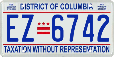 DC license plate EZ6742