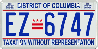 DC license plate EZ6747