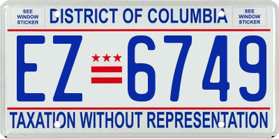 DC license plate EZ6749