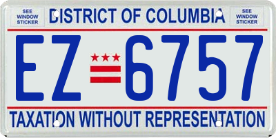 DC license plate EZ6757