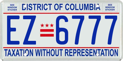 DC license plate EZ6777