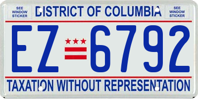 DC license plate EZ6792