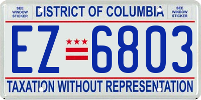 DC license plate EZ6803