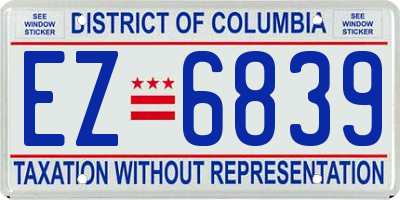 DC license plate EZ6839