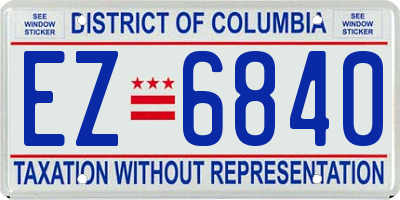 DC license plate EZ6840