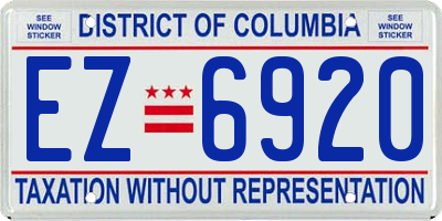 DC license plate EZ6920