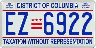 DC license plate EZ6922