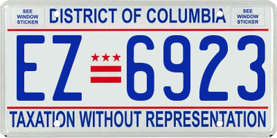 DC license plate EZ6923