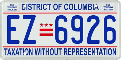 DC license plate EZ6926