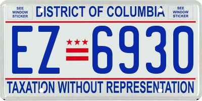 DC license plate EZ6930