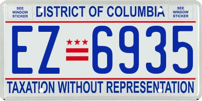 DC license plate EZ6935