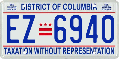 DC license plate EZ6940