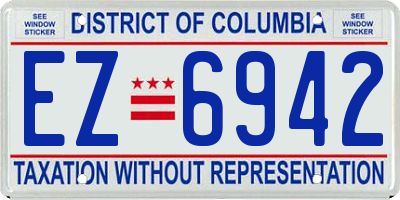 DC license plate EZ6942