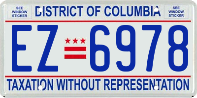 DC license plate EZ6978