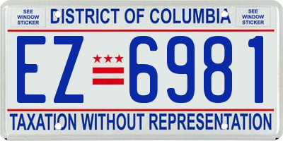 DC license plate EZ6981