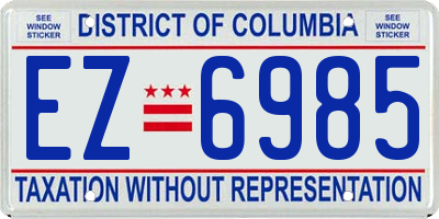 DC license plate EZ6985