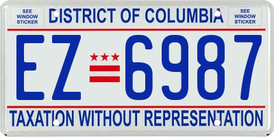 DC license plate EZ6987