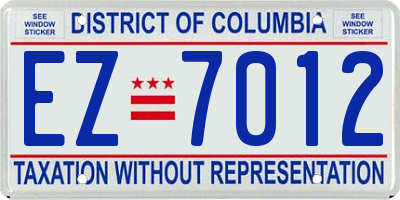 DC license plate EZ7012