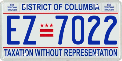 DC license plate EZ7022