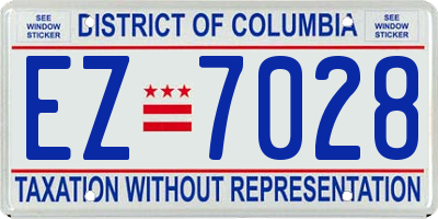 DC license plate EZ7028