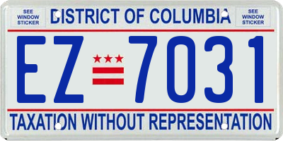 DC license plate EZ7031