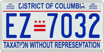 DC license plate EZ7032