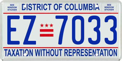 DC license plate EZ7033