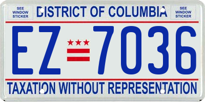 DC license plate EZ7036