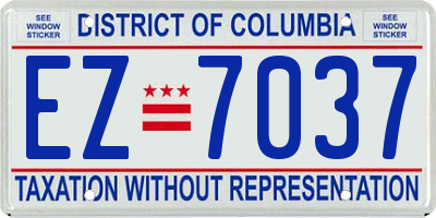 DC license plate EZ7037