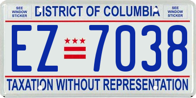 DC license plate EZ7038