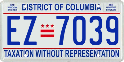 DC license plate EZ7039