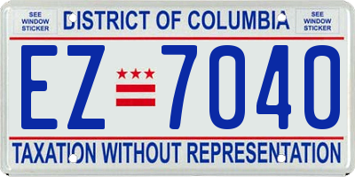 DC license plate EZ7040