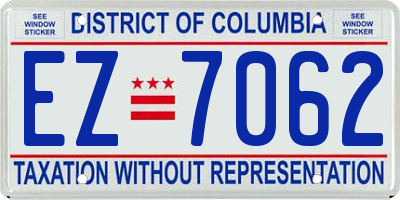 DC license plate EZ7062