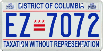 DC license plate EZ7072