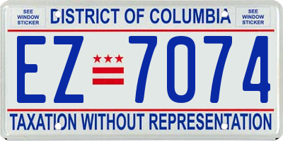 DC license plate EZ7074